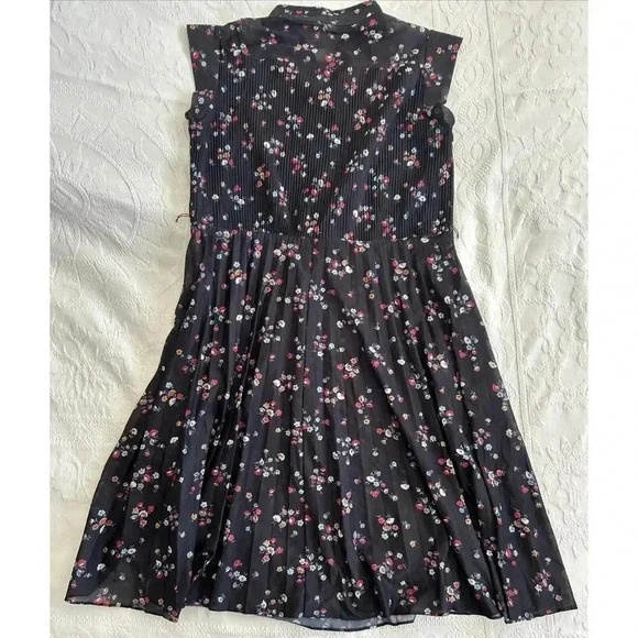 Vintage Queens Row Sheer Dress Fit Flare Punk Secretary Pleated Black Size M/L - Picture 11 of 11